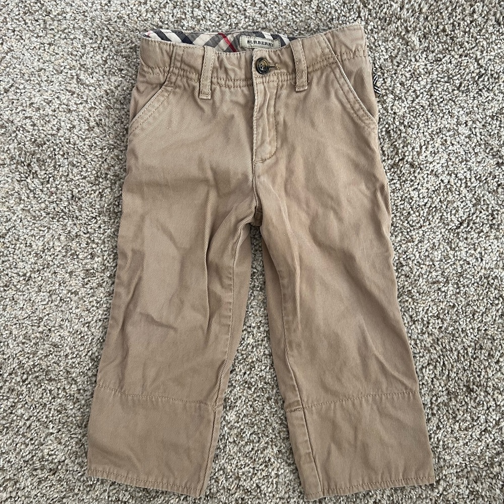 Khaki Burberry Kids Corduroy Pants